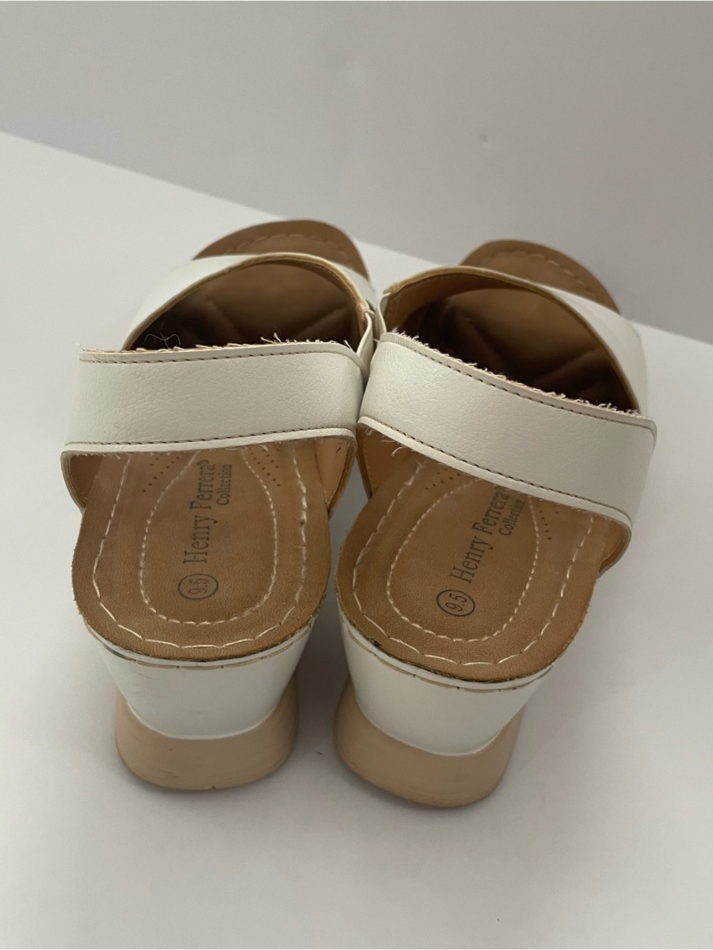 Henry Ferrera White Open-Toe Slingback Sandals Size 9.5 - Picture 3 of 7